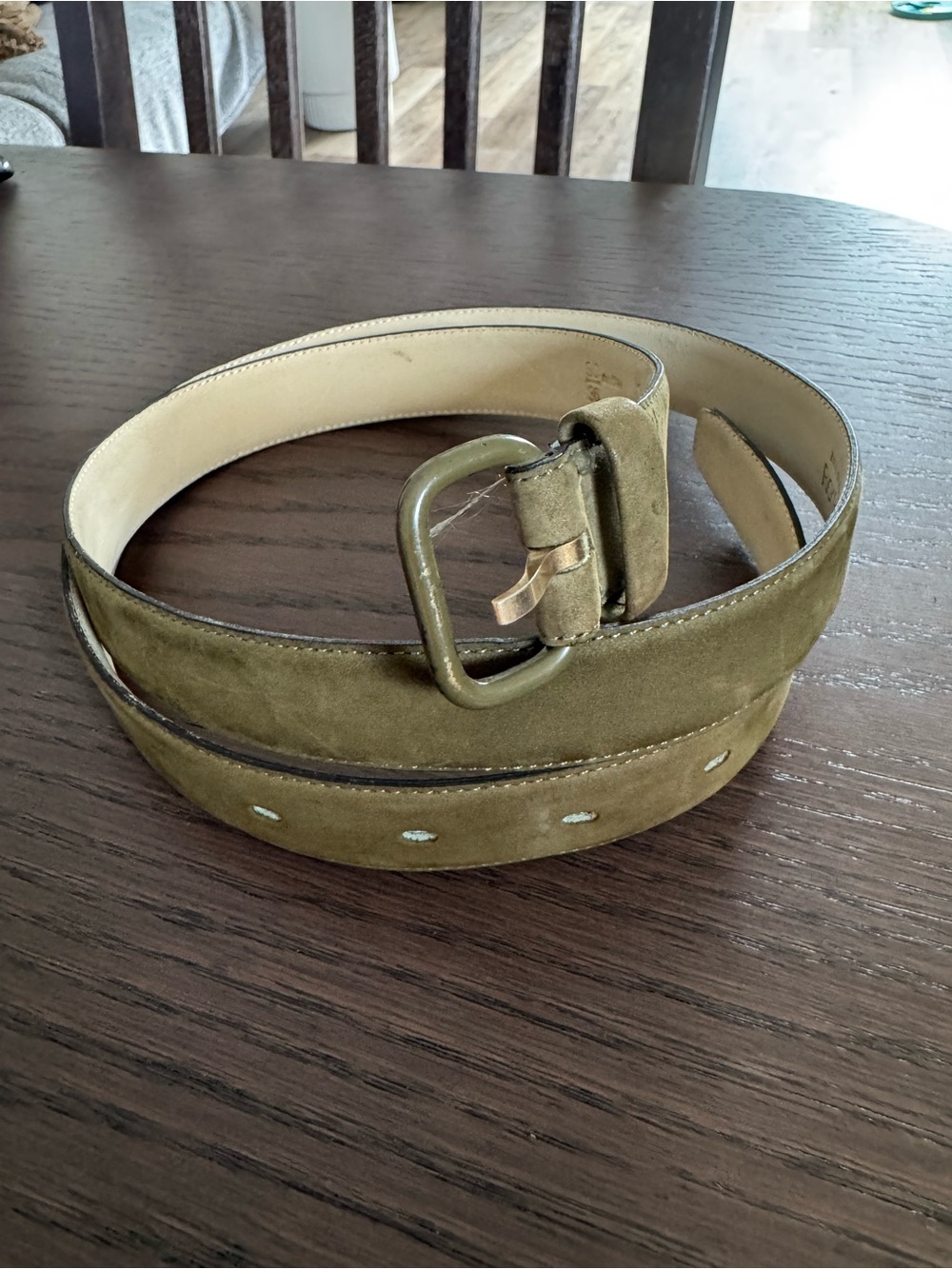 Rick Pallack Made in France Olive Suede Women’s Leather Belt Size 90/36 Vintage